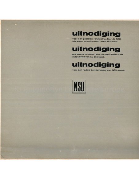 1968 NSU PROGRAMM PROSPEKT NIEDERLÄNDISCH