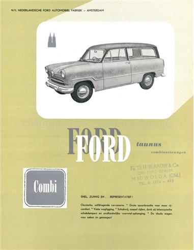 1956 FORD TAUNUS LEAFLET NEDERLANDS