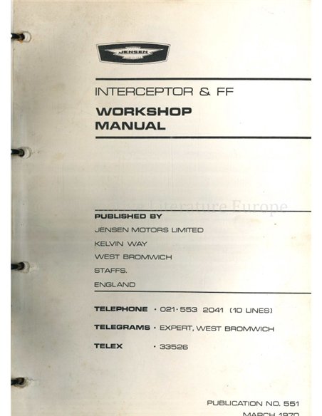 1970 JENSEN INTERCEPTOR | FF WORKSHOP MANUAL ENGLISH