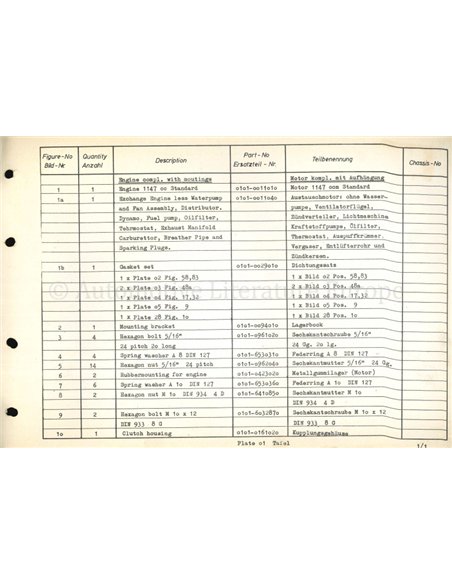 1961-1968 AMPHICAR SPARE PARTS CATALOG GERMAN