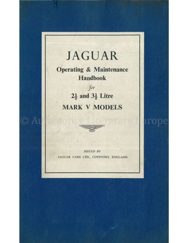 1949-1950 JAGUAR MK V 2.5 | 3.5 INSTRUCTIEBOEKJE ENGELS