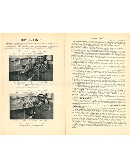 1946 JAGUAR 1.5 LITRE OWNERS MANUAL ENGLISH