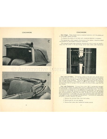 1946 JAGUAR 1.5 LITER INSTRUCTIEBOEKJE ENGELS