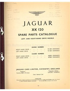 1950 JAGUAR XK 120 ONDERDELEN CATALOGUS ENGELS 2