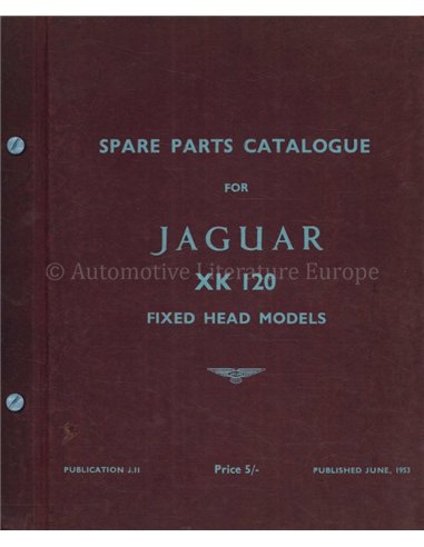 1953 JAGUAR XK 120 ONDERDELEN CATALOGUS ENGELS