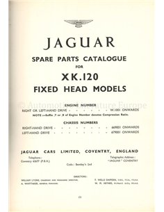 1953 JAGUAR XK 120 ERSATZTEILKATALOG ENGLISCH 2