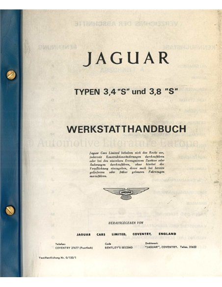 1963-1968 JAGUAR 3.4 S | 3.8 S WERKPLAATSHANDBOEK DUITS