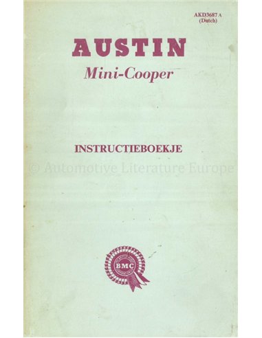 1964 AUSTIN MINI COOPER OWNERS MANUAL DUTCH