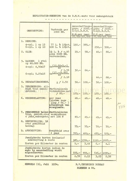 1934 BMW 303 | 315 | 319 PROSPEKT DEUTSCH