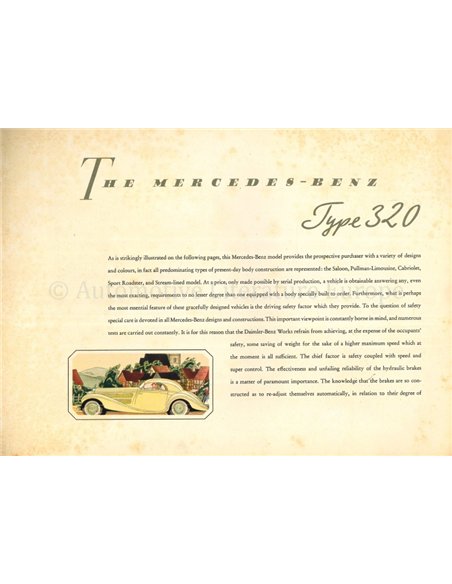 1938 MERCEDES BENZ TYPE 320 BROCHURE DUITS