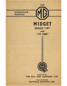 1954 MG MIDGET SERIES TF | TF 1500 BETRIEBSANLEITUNG ENGLISCH