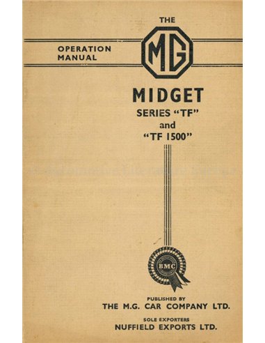 1954 MG MIDGET SERIES TF | TF 1500 BETRIEBSANLEITUNG ENGLISCH
