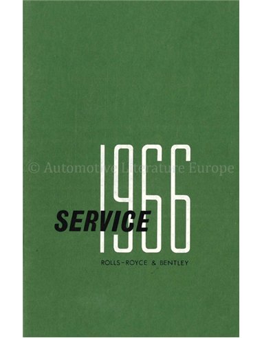 1966 ROLLS ROYCE | BENTLEY SERVICE STATIONS HANDBOOK ENGLISH