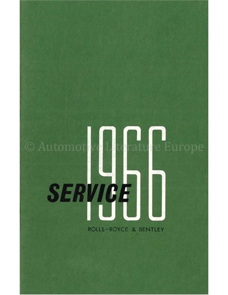 1966 ROLLS ROYCE | BENTLEY SERVICE STATIONS HANDBOOK ENGLISH