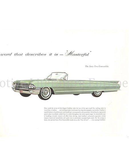 1962 CADILLAC PROGRAMM PROSPEKT ENGLISCH