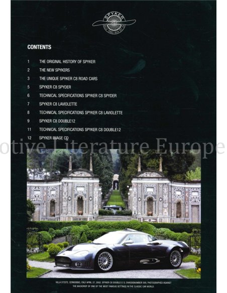 2003 SPYKER CARS PERSMAP ENGELS