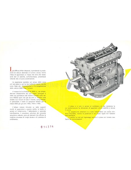 1956 MASERATI A6G 2000 GT BROCHURE ITALIAN