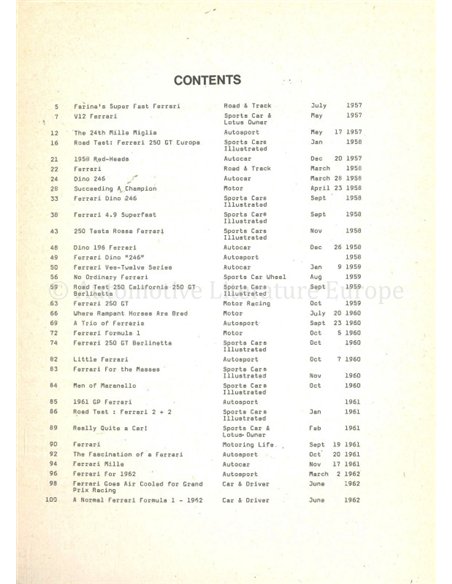 FERRARI CARS 1957-1962 ( BROOKLANDS)