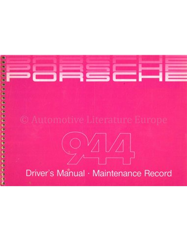 1985 PORSCHE 944 BETRIEBSANLEITUNG | PFLEGEPASS ENGLISCH
