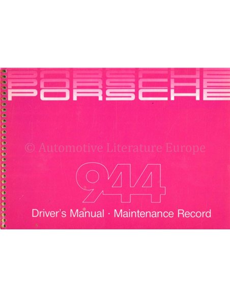 1985 PORSCHE 944 OWNER'S MANUAL | SERVICE MANUAL ENGLISH