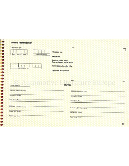 1985 PORSCHE 944 OWNER'S MANUAL | SERVICE MANUAL ENGLISH