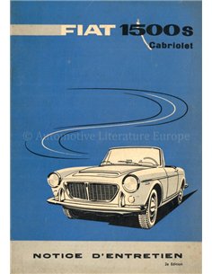 1961 FIAT 1500 S CABRIOLET INSTRUCTIEBOEKJE FRANS