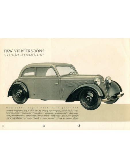 1938 DKW PROGRAMMA BROCHURE NEDERLANDS