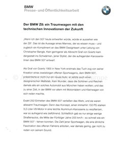 2000 BMW Z8 PRESSEMAPPE DEUTSCH 2