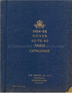 1954-1956 ROVER 60 | 75 | 90 ONDERDELEN CATALOGUS ENGELS