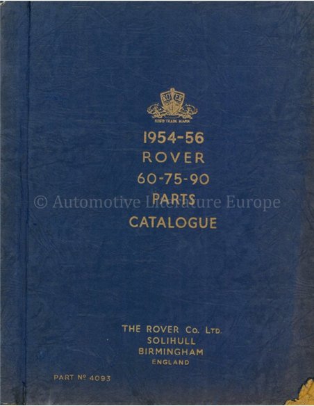1954-1956 ROVER 60 | 75 | 90 SPARE PARTS CATLOGUE ENGLISH