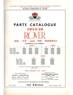 1954-1956 ROVER 60 | 75 | 90 ONDERDELEN CATALOGUS ENGELS 2