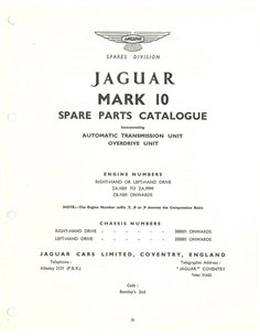 1963 JAGUAR MARK X SPARE PARTS CATLOGUE ENGLISH 2