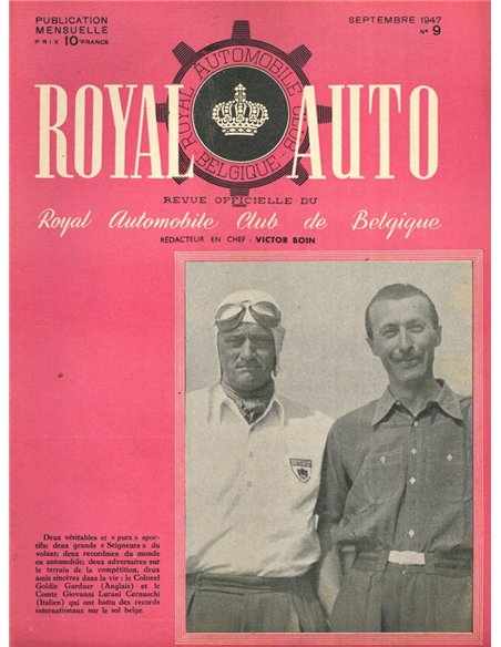 1947 ROYAL AUTO, REVUE OFFICIELLE DU ROYAL AUTOMOBIL CLUB DE BELGIQUE MAGAZIN 09 FRANZÖSISCH
