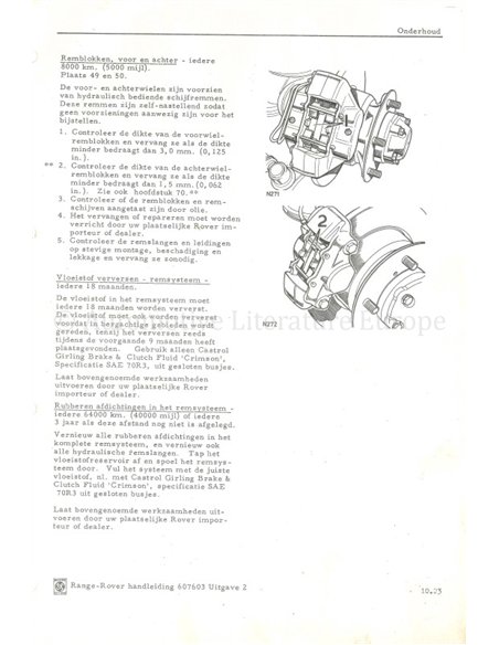 1970 RANGE ROVER WORKSHOP MANUAL DUTCH