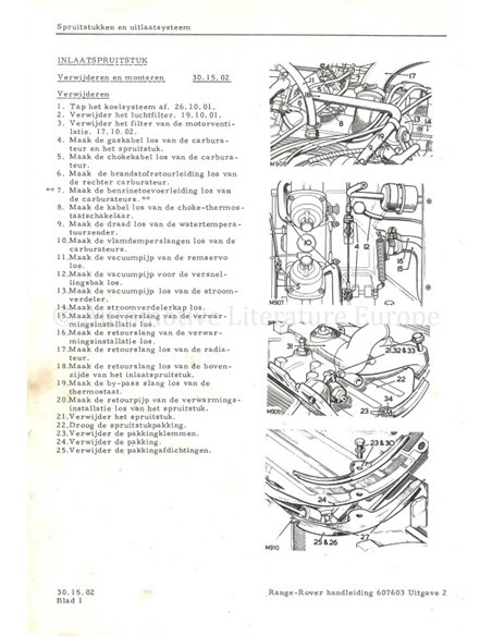1970 RANGE ROVER REPARATURANLEITUNG NIEDERLÄNDISCH