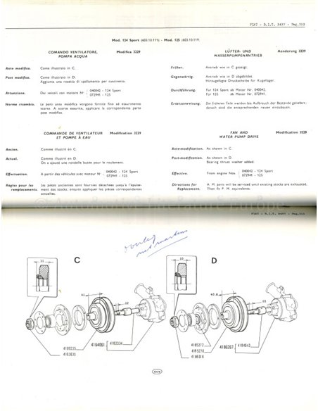 1967 FIAT DINO ERSATZTEILKATALOG MULTI