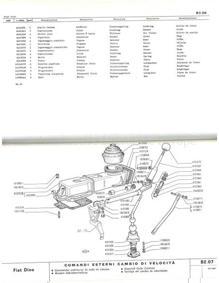 1967 FIAT DINO ERSATZTEILKATALOG MULTI