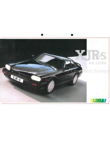 1992 JAGUAR XJR-S 6.0 LITRE LEAFLET ENGLISH