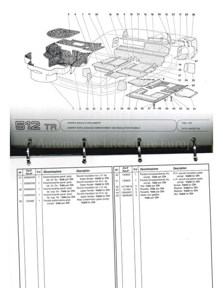 1992 FERRARI 512 TR ERSATZTEILKATALOG 708/92