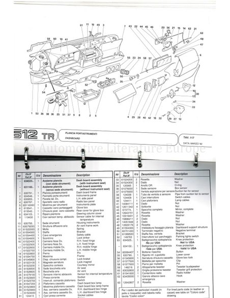 1992 FERRARI 512 TR ONDERDELENHANDBOEK 708/92