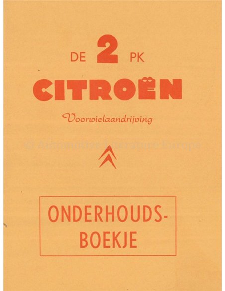 1961 CITROEN 2CV INSTRUCTIEBOEKJE NEDERLANDS