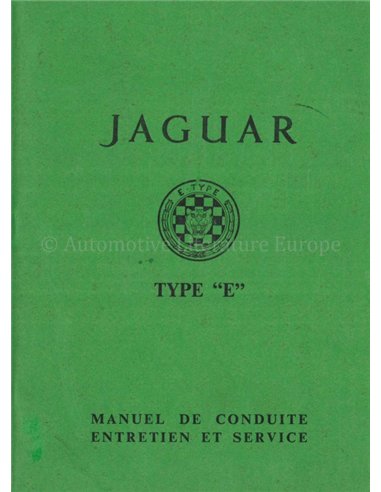 1962 JAGUAR E TYPE 3.8 INSTRUCTIEBOEKJE FRANS