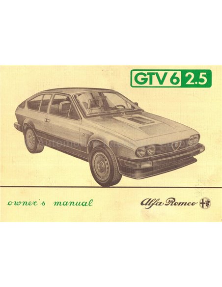 1984 ALFA ROMEO GTV6 2.5 OWNERS MANUAL ENGLISH