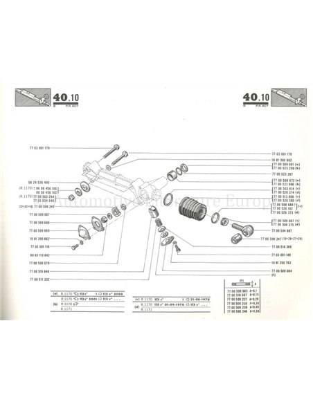 1970 RENAULT 12 ERSATZTEILKATALOG 