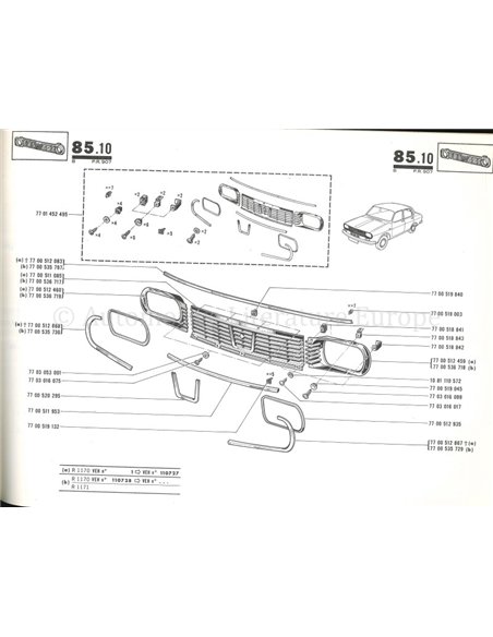 1970 RENAULT 12 ONDERDELENHANDBOEK