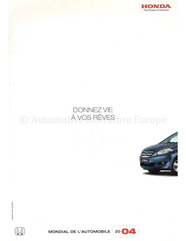 2004 HONDA RANGE BROCHURE FRENCH