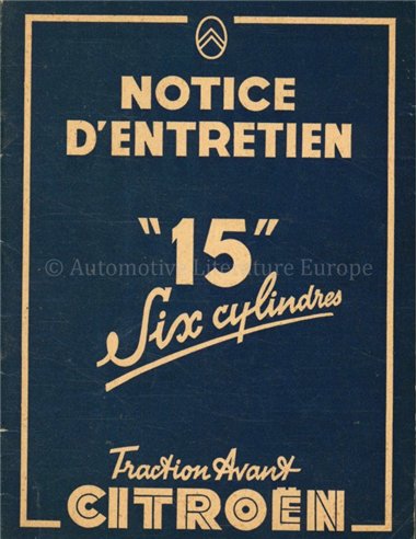 1947 CITROËN TRACTION AVANT INSTRUCTIEBOEKJE FRANS
