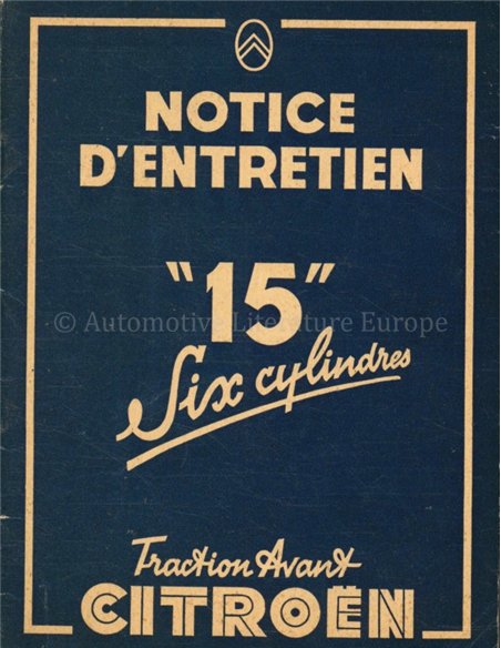 1947 CITROËN TRACTION AVANT LA 15 OWNERS MANUAL FRENCH