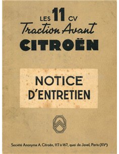 1953 CITROËN TRACTION AVANT OWNERS MANUAL FRENCH