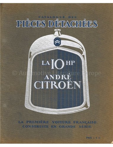 1924 CITROËN B10 SPARE PARTS BOOK FRENCH